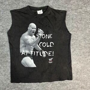 THRASHED Vintage 90s WWF Stone Cold Steve Austin Sleeveless T Shirt Small